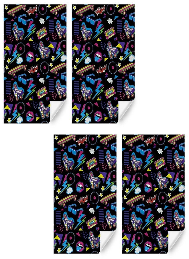 Geluode 80s 90s Wrapping Paper for Boy Girl Kids, Hip-Hop Graffiti Electronic Music Birthday Wrapping Paper, 4 Sheets Folded Flat 28x20 inch Gift Paper for 90s 80s Neon Retro Birthday Party Black Light Party - Image 3